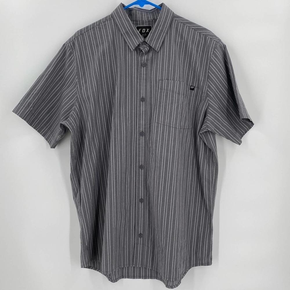 Men’s Fox Racing short sleeve button down size XL grey white stripe